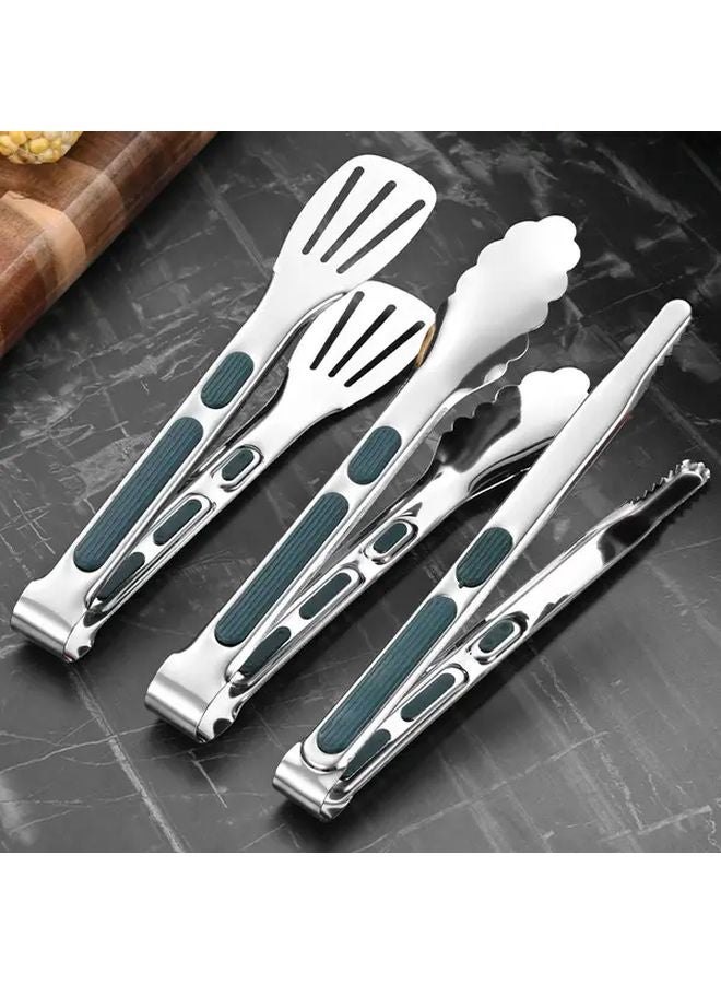 3pcs Stainless Steel Food Clips With Silicone Handles For BBQ Buffet Steak - Image 1